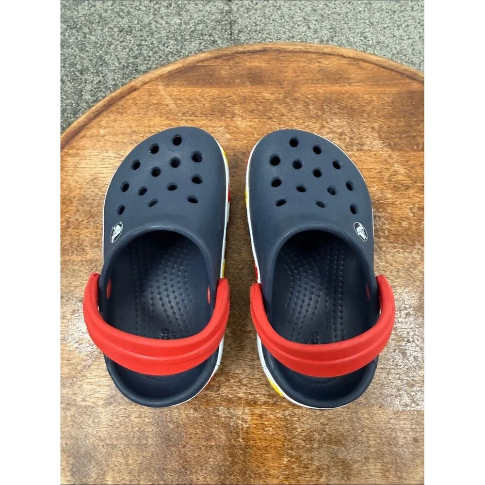 CROCS Shoes Little Kids 7 Navy Blue Clog Red Strap Mickey Mouse Disney